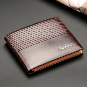 Mens wallet Dark Brown Gift vegan leather Bi-fold